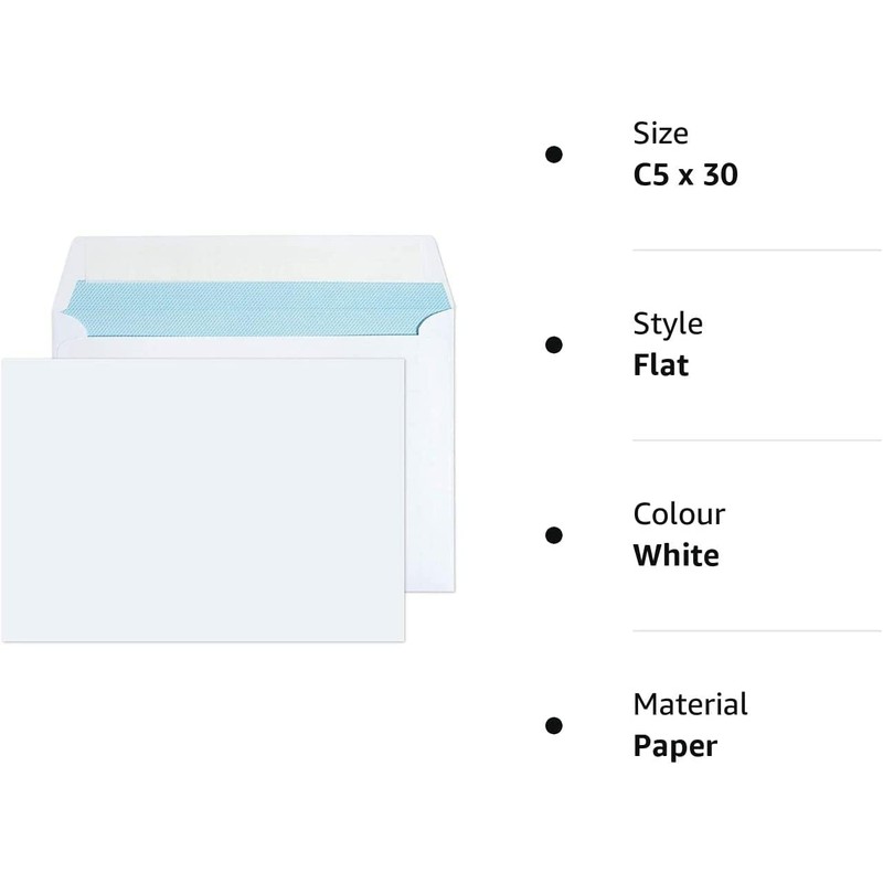 Premium Quality Office C5/A5 White Mailing Envelopes 80 GSM Peel