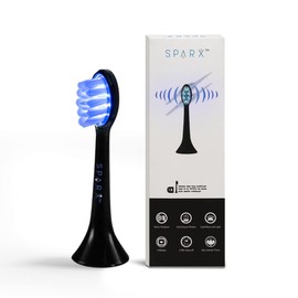 Sparx - Toothbrush Replacement Heads, Brush Heads with Blue Light Therapy for Gum Care, Replacement Brush Heads, Black, 1 Pack