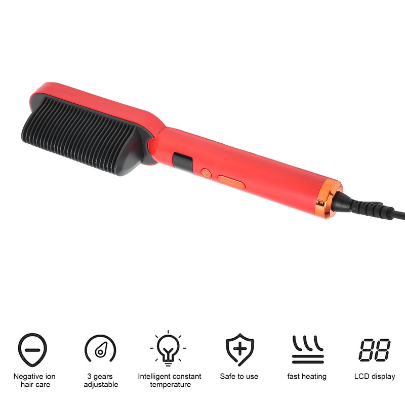 Hair Straightening Brush Negative Ion Combs AntiScald Heated Styling Brush