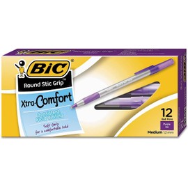 Round Stic Grip Xtra Comfort Ballpoint Pen, Purple Ink, 1.2mm, Medium, Dozen