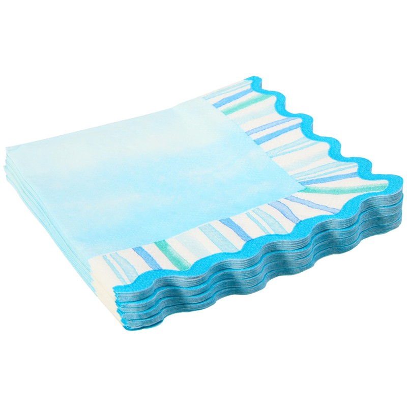 C.R. Gibson TW4-25762 Watercolor Coastal Scallop Edged Disposable Paper Cocktail