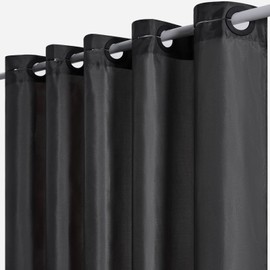 Furlinic No Hook Extra Long Shower Curtain,Waterproof Fabric Curtains for Bathroom,Machine Washable,Includes 10 Plastic Built-in Grommets,Minimalist Hotel Style,Dark Grey,72x84 Inch