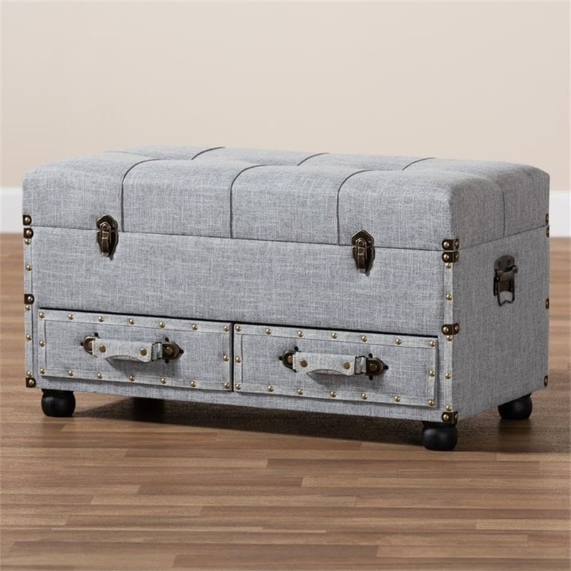 Baxton Studio Flynn Modern Transitional Grey Fabric Upholstered 2-Drawer Storage