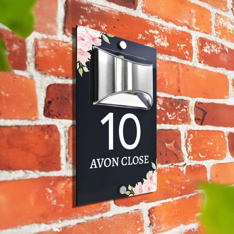 Custom Signs Solar Illuminated Modern Anthracite House Number Sign 24cm