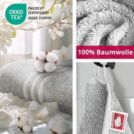 DecoHomeTextil Hand Towel Set, 2 Hand Towels in Light Grey, 100% Cotton, High Quality, Cuddly Soft and Absorbent