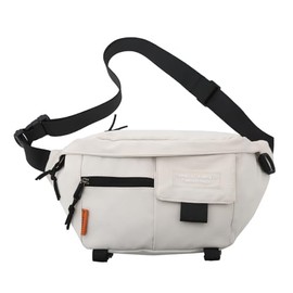 Riñonera de Gran Tamaño para Hombre y Mujer, Cangurera Deportiva (Blanco) | Cangurera Viaje Impermeable y de Gran Volumen con Correa Ajustable y Hebil
