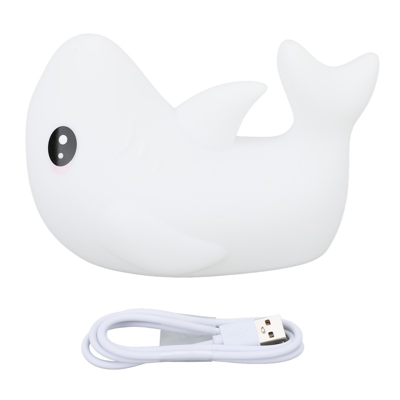 Night Light Silicone Cute Shark USB Rechargeable LED Colorful Night