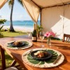 MehelloFeather 24Pcs Luau and Palm Placemats Raffia Grass Tropical Palm