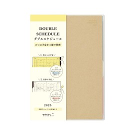 Midori Double Schedule Notebook, 2025 B6, Monthly Beige, 22318006 (Begins October 2024)