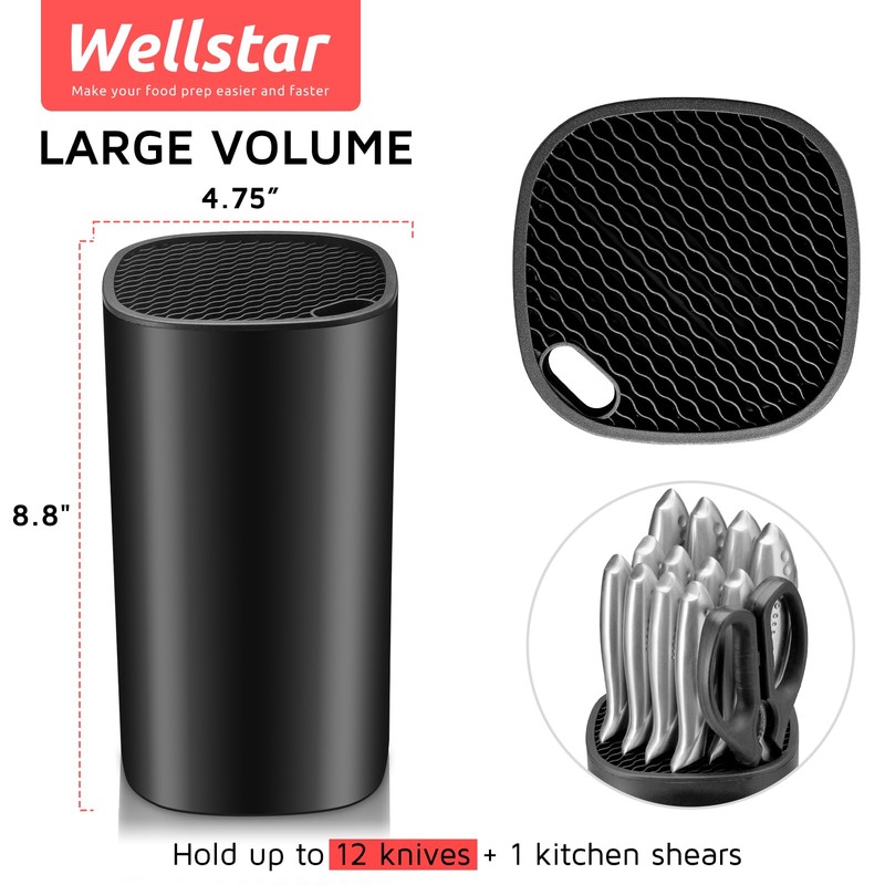 Universal Knife Block Holder for Kitchen, WELLSTAR Knife Stand without