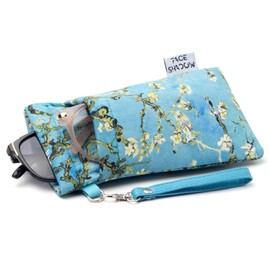 Face Shadow Double Glasses Case for Women Men Soft Sunglasses Case Squeeze Top with Cleaning Cloth Ultra Light and Portable