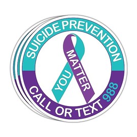 TODOLIA (3Pcs-3in) Suicide Prevention Hotline 988 Suicide Prevention Awareness Sticker You Matter Teal Purple Ribbon Suicide Prevention Sticker Mental Health Awareness Gift Decoration Bumper