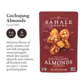 Sahale Snacks Gochujang Almonds Glazed Mix, Kosher, Gluten Free, 4 Ounce (Pack of 6)