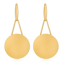 MUYAN Matte Gold Large Disc Drop Dangle Earrings for Women Statement Round Earrings