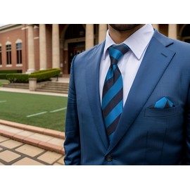 S&W SHLAX&WING Men's Necktie Set, Long Necktie, Pocket, Square, Combo Included, Large and Tall, B39-XH