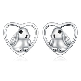 Animal Earrings Women's 925 Sterling Silver Fox / Rabbit / Koala / Pig Hoop Earrings Huggie Small Hoop Earrings Animal Jewellery Mother's Day Gift for Women Girls Children, Sterling Silver, Cubic