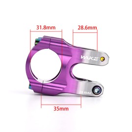 CYSKY Bicycle Stem 31.8 35 mm 0 Degree MTB Short Stem 31 8 Mountain Bike Stem Handlebar Riser 1-1/8 for Most Bikes, Road Bike, MTB, Downhill, Cycling (Purple & Titanium)