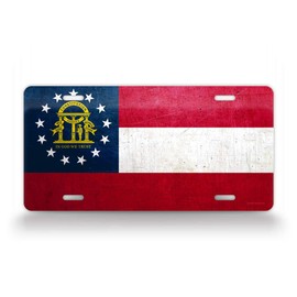 Georgia State Flag Americana Flag License Plate Antique GA State Flag Auto Tag