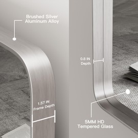 Yamazakura Silver Bathroom Mirror for Wall, 20x30 Inch Silver Framed Bathroom Vanity Mirror for Farmhouse Living Room Bedroom, Anti-Rust, Tempered Glass, Horizontal/Vertical