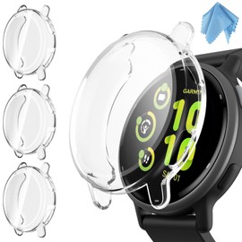 Fintie 3 Packs Screen Protector Case Compatible with Garmin Vivoactive 5, Soft TPU Plated Bumper Full Cover Protective Cases Scratch-Proof (Clear x 3)