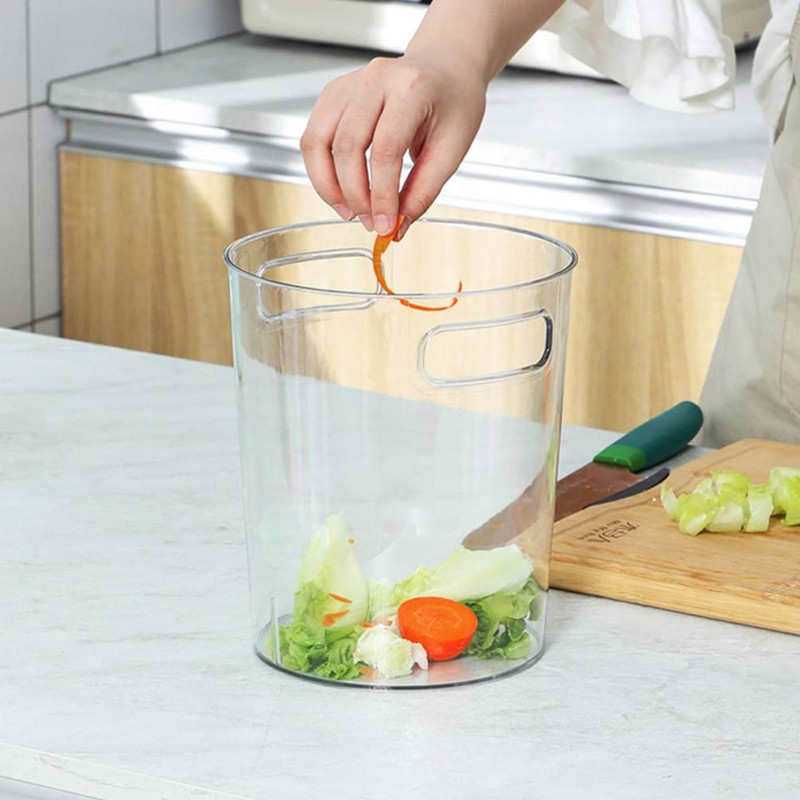 SEWACC Clear Waste Basket Plastic Trash Can Small Wastebasket Garbage