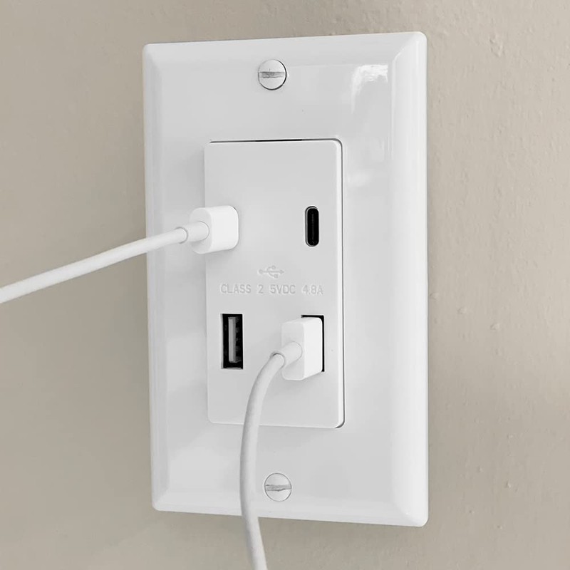 Maxxima USB Receptacle Outlet - 4.8A USB C/A High Speed