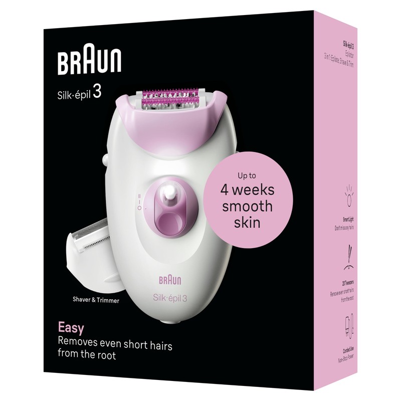 Braun Silk-épil 3 Wired Epilator for Easy Hair Removal, Silky