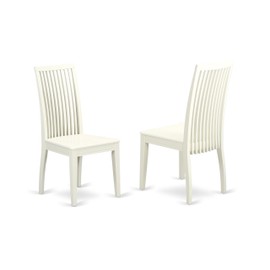 East West Furniture Ipswich dining chairs - Wooden Seat and Linen White Hardwood Frame dining chair Set of 2