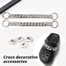 TOLVUNZ Shoe Charms, Charm Pendants for Jewellery Making, Shoe Pin, Clog Decor Glitter Accessories, Pin Bracelet, Toddler Girls and Boys, Pins Shoe Pins, Silver