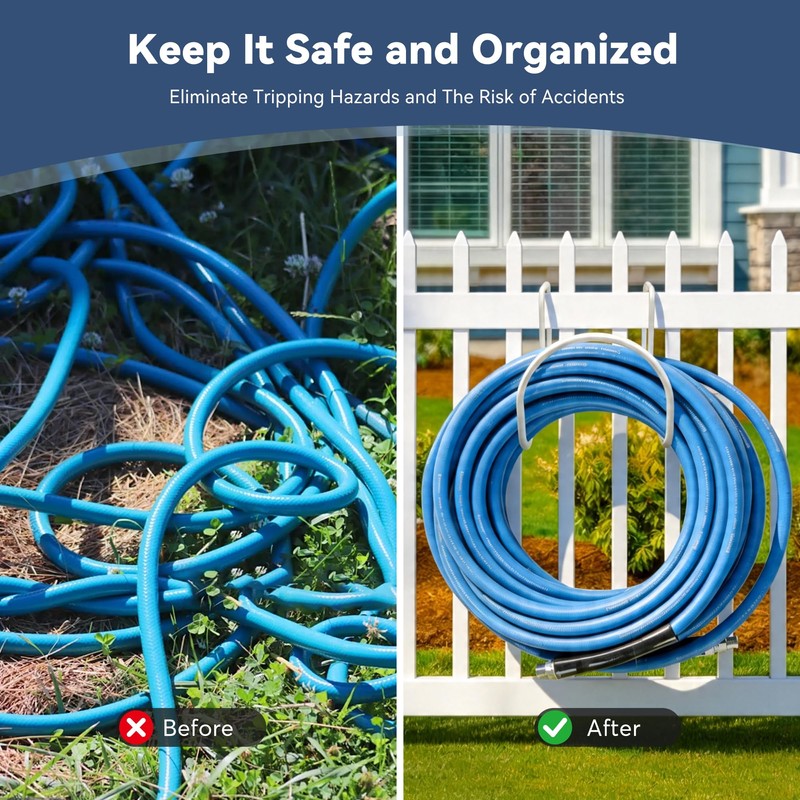 Heavy Duty Garden Hose Holder for Fence, Fits 2" Railings,