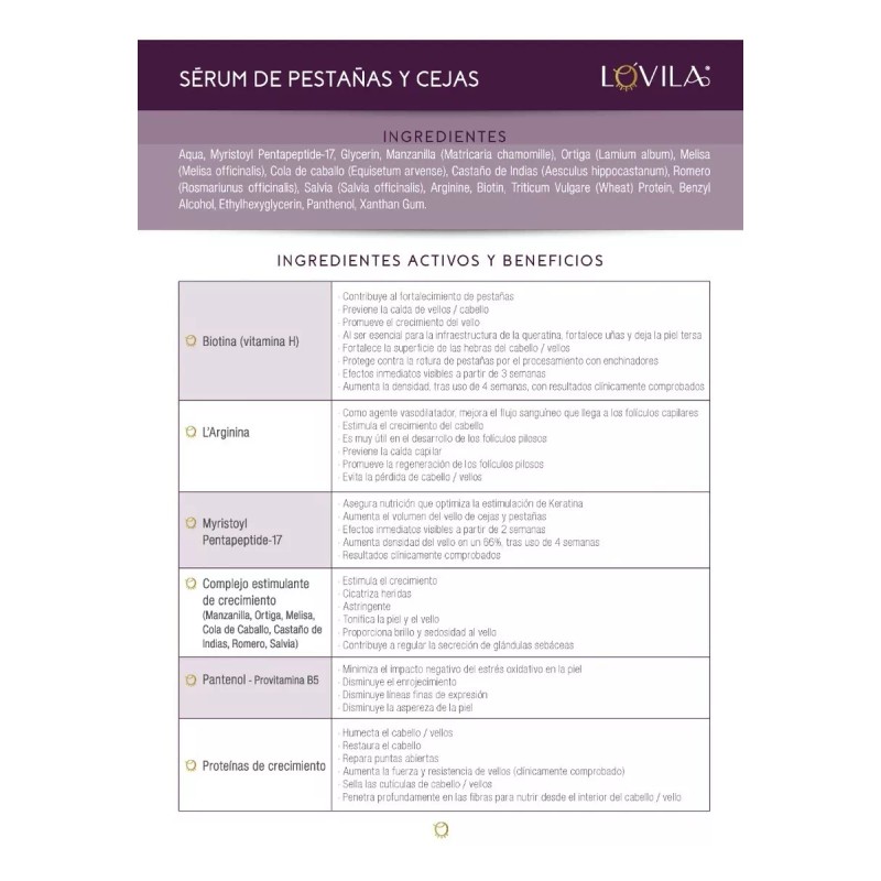 Lóvila Sérum Para Pestañas Y Cejas. Nutre, Fortalece Y Alarga.