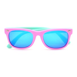 JUSLINK Toddler Sunglasses, Flexible Kids Polarized Sunglasses for Girls Boys and Baby Age 2 to 10 (Blue lens)