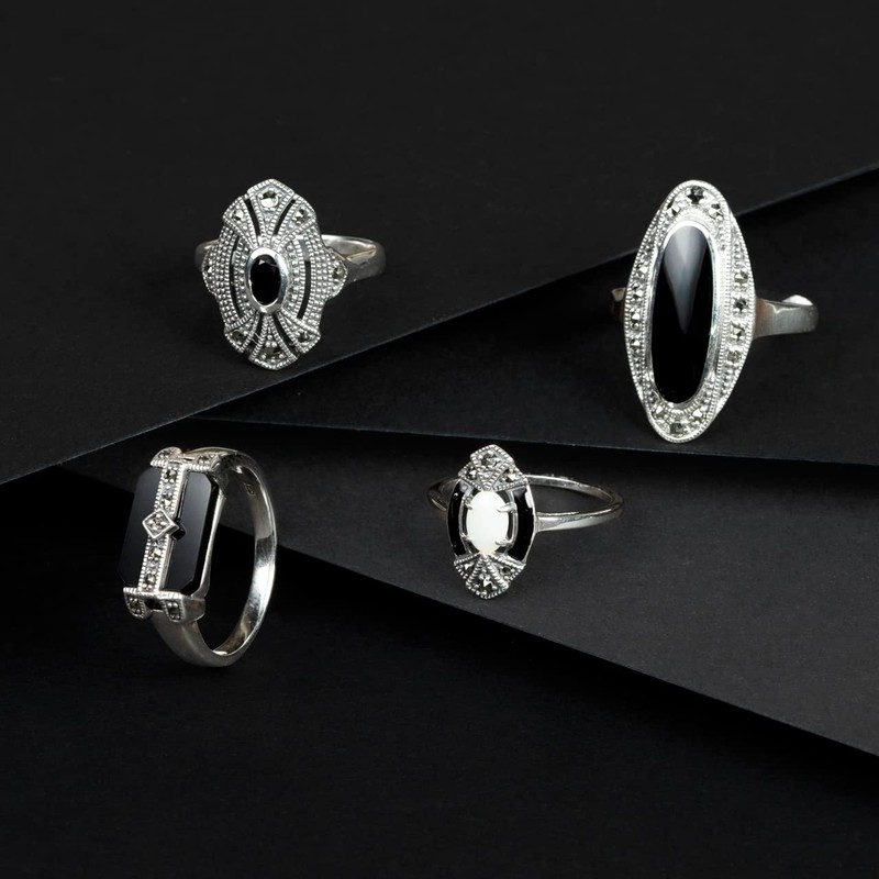 Gemondo USA Anillo de plata de ley con ónix negro