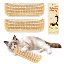 Sisal Catnip Pillow Toy Kickers, 2 Pack Interactive Catnip Toys with Organic 8000mg Herbal Blend for Indoor Scratching, Chewing & Teething, Fun for Kittens and Adult Cats