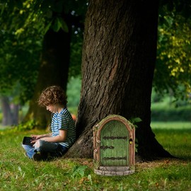 HEEPDD Garden Fairy Door Decoration, Fairy Door for Trees Miniature Fairy Garden Outdoor Decor Accessories Yard Art Sculpture Decoration