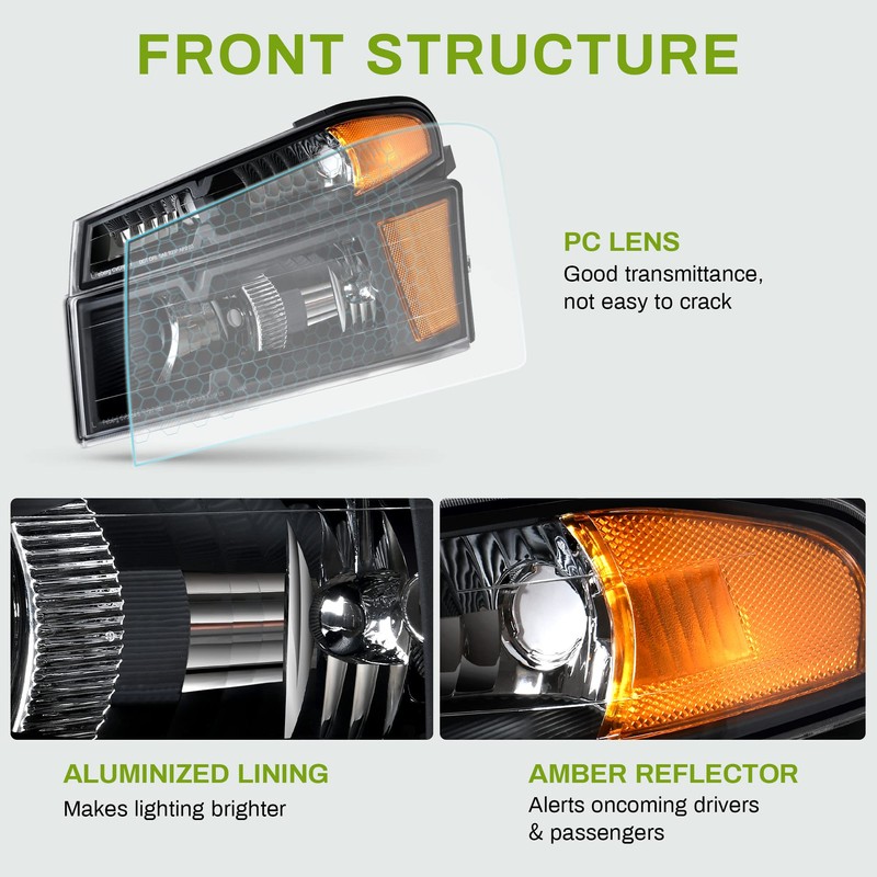 AUTOSAVER88 Headlights Assembly Compatible with 2004-2012 Chevy Colorado GMC Canyon,