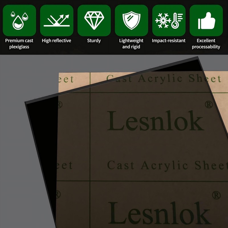Lesnlok Black Transparent Acrylic Sheet 1/8 inch Thick 3mm 2