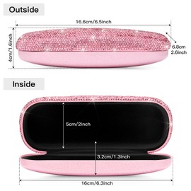 Soleebee Bling Hard Shell Eyeglasses Case, Crystal Protective Glasses Case Fits Most Glasses Portable Travel Sunglasses Case (Pink)
