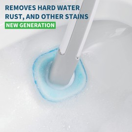 oshang Disposable Toilet Brush - Toilet Bowl Cleaner, Toilet Cleaning Supplies, Toilet Brush with Holder, 14 Refills for Deep Cleaning and Hygienic Bathroom Maintenance