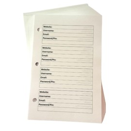 A5 Password Refill Pages for 3-Ring Binder 8.5 x 5.5-50 Double-Sided Sheets (100 Pages) Large Print 3-Hole Punched, Perfect for Easy Password Management