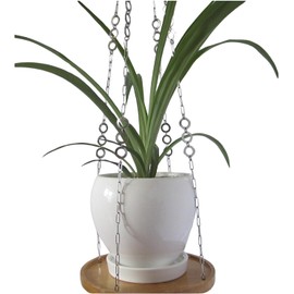 ATLanyards Circle Charm Chain Plant Hanger | Hanging Plant Shelf | Floating Plant Shelf | Stainless Steel Chain Indoor Plant Hanger (26.5" - 3 Charm Sets)