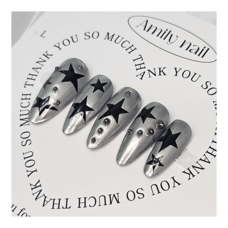 Silver Star [Handmade Nail Tips] Emily Nail - Almond /