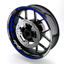 MC MOTOPARTS 17 inch Rim Stickers Vinyl Glossy Decals Compatible with YZF R1 R6 R3 R1M MT-09 MT07 Tracer FZ8 FZ1 XSR 900 700 19 20 21 22 23 24 YZF R9 2024 2025 Blue