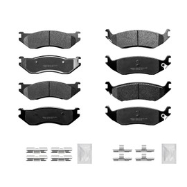 Ceramic Front and Rear Disc Brake Pads Kit with Hardware fit for 2002 2003 2004 2005 2006 Dodge Ram 1500 Durango