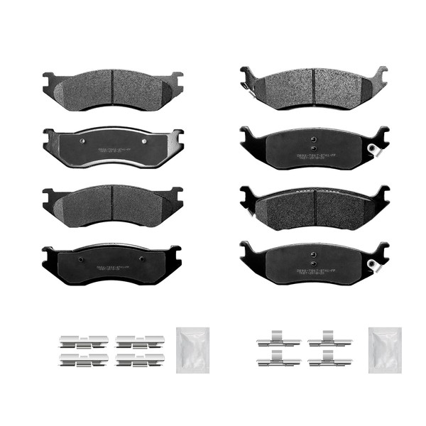 Ceramic Front and Rear Disc Brake Pads Kit with Hardware
