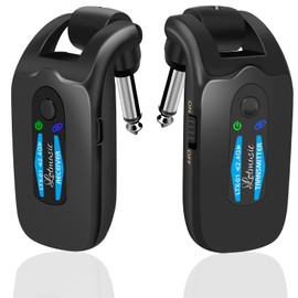 2.4GHZ Wireless Guitar System, Rechargeable Digital Wireless Guitar Transmitter Receiver with 4 Channels and Over 10 Hours Long Battery Life for Electric Guitar Bass