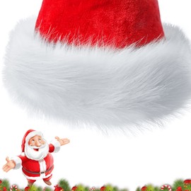 OGAJO Christmas Hat,Santa Hat,Xmas Holiday Hat for Unisex Adults,Extra Thicken Classic Fur for New Year Festival Party Supplies (Red-1)