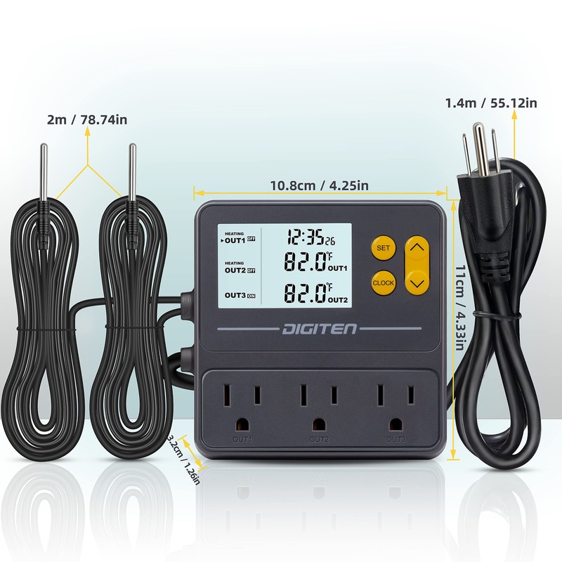 DIGITEN Timer Thermostat Day and Night Temperature Controller Reptile Thermostat