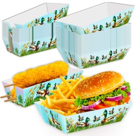 50 Pcs Mallard Duck Baby Shower Decorations, Duck Themed Birthday Party Supplies Serves 50 Guests, Disposable Waterproof Food Bowl Tray, Hot Dog Tray