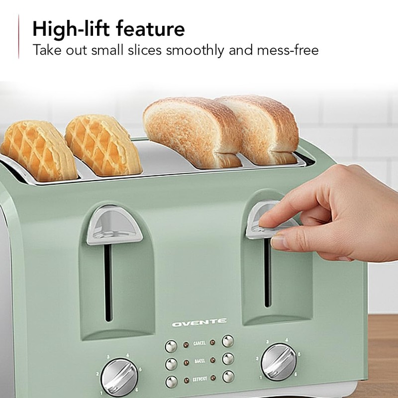 OVENTE Electric 4-Slice Toaster Machine with 6-Shade Selector Setting, Cancel